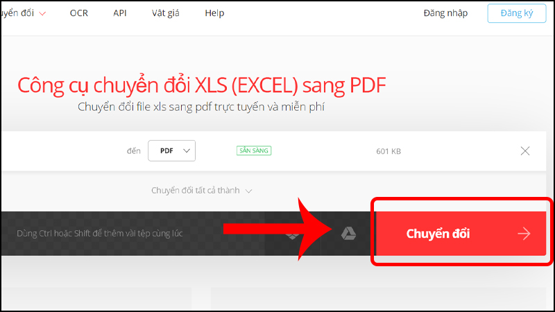 Nhấn Chuyển đổi để chuyển đổi tập tin