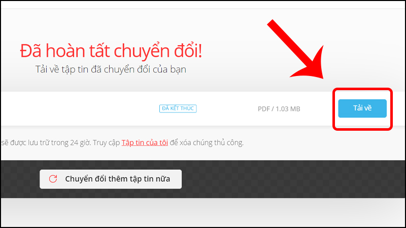 Nhấn Tải về sau khi chuyển đổi hoàn tất
