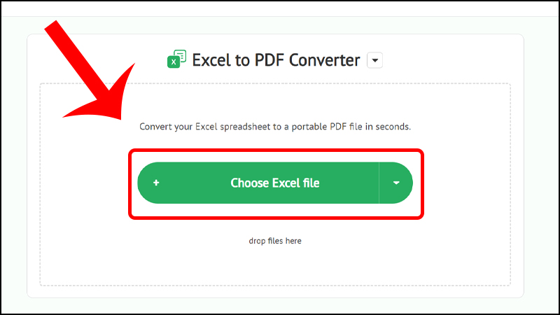 Chọn Choose Excel file để tải file chuyển đổi lên