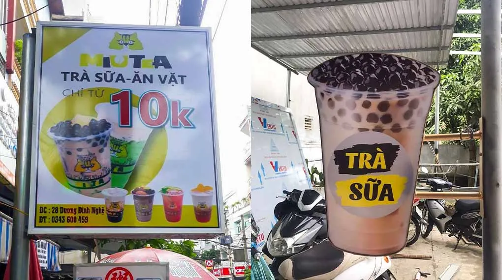 Quy trình làm biển vẫy trà sữa chuyên nghiệp tại Quảng Cáo 24H