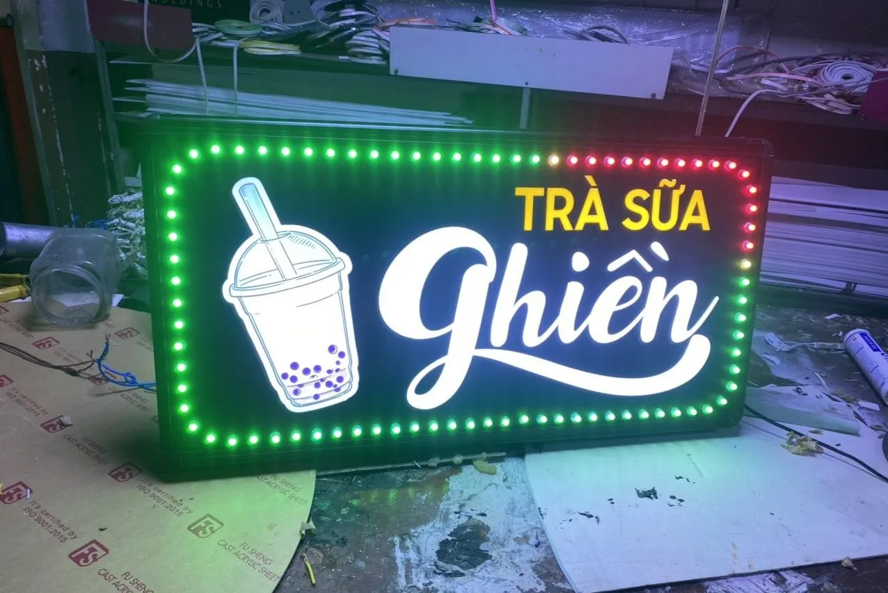 Dịch vụ làm bảng hiệu trà sữa theo yêu cầu tại Quảng Cáo 24h