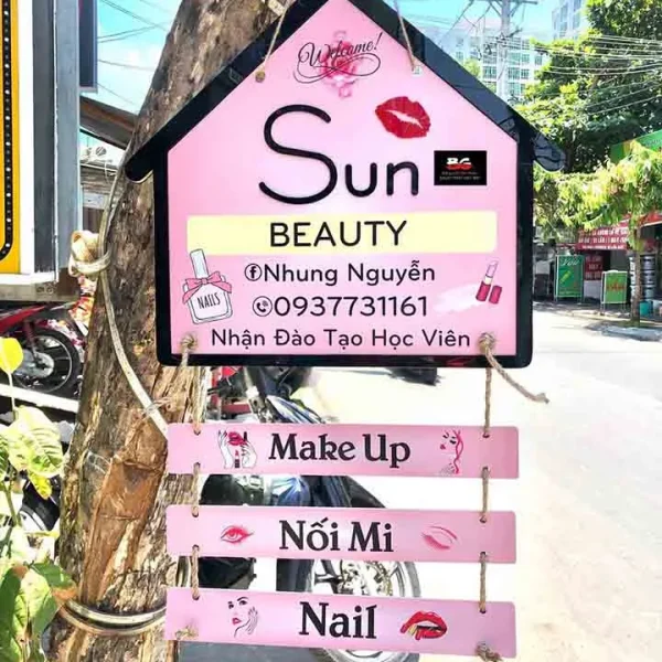 Mẫu bảng hiệu quán tiệm nail đẹp đang hướng tới sự tối giản nhưng sang trọng