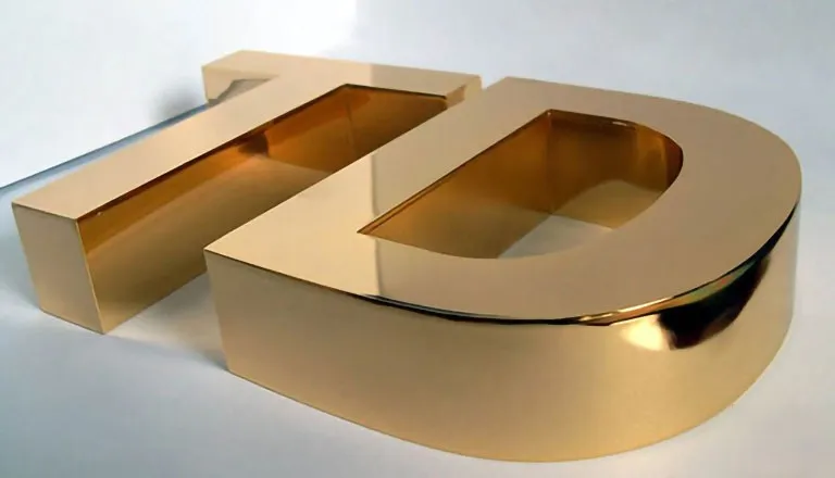 Mẫu chữ inox mạ vàng đẹp đang là xu hướng được ưa chuộng trong thiết kế biển hiệu hiện đại