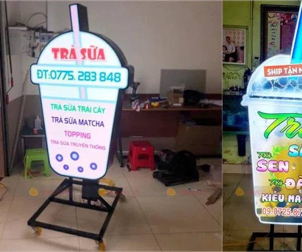 Thiết kế bảng hiệu trà sữa đẹp không chỉ phụ thuộc vào ý tưởng sáng tạo mà còn liên quan mật thiết đến chất lượng vật liệu sử dụng