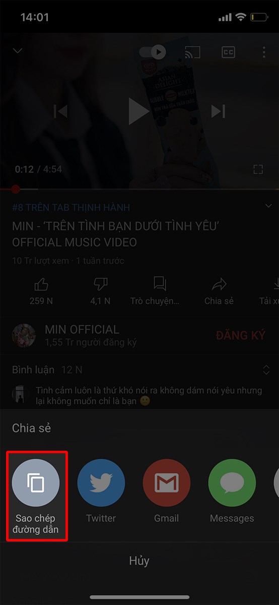Chọn sao chép đường dẫn
