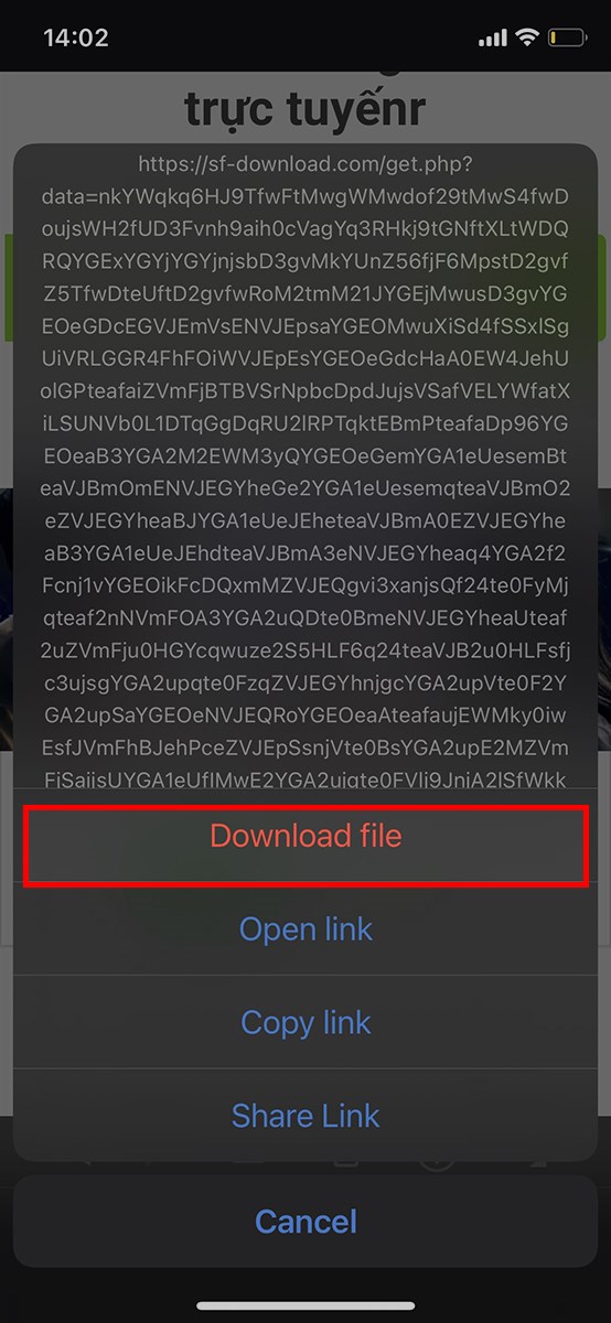 Nhấn download file