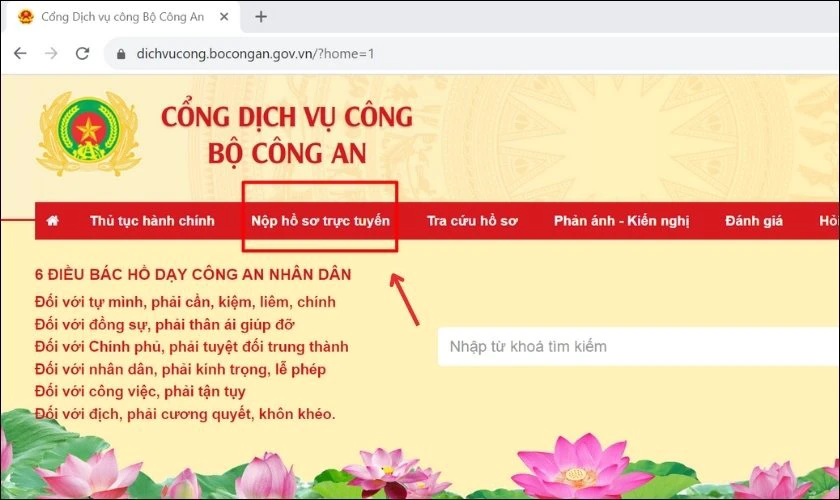 Không cần đi lại! Đăng ký tạm trú online ngay và luôn. Chọn mục Nộp hồ sơ trực tuyến