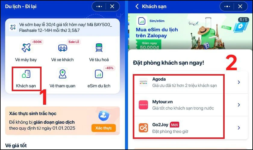Chọn tiếp vào mục Khách sạn