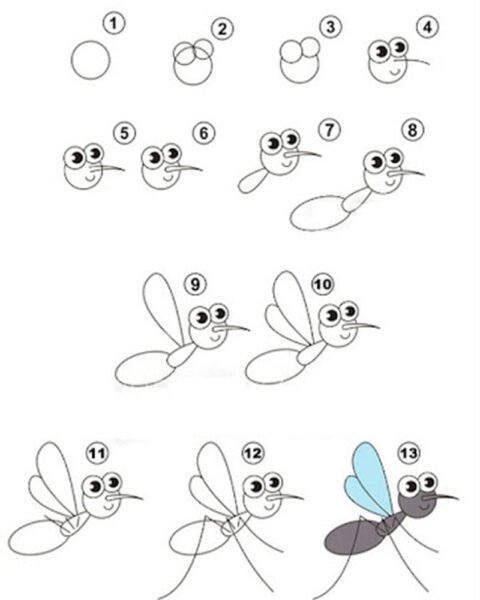 Cách vẽ con Muỗi