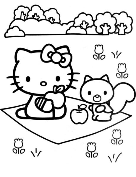 Hình tô màu Hello Kitty dễ thương cho bé tập tô (10)