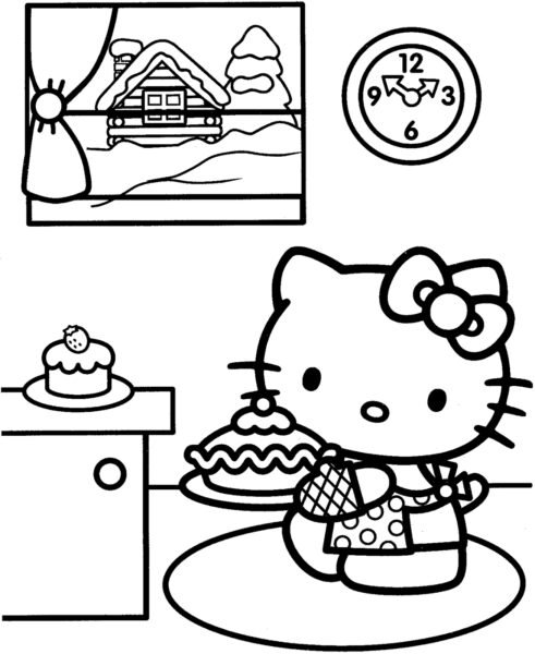 Hình tô màu Hello Kitty dễ thương cho bé tập tô (11)