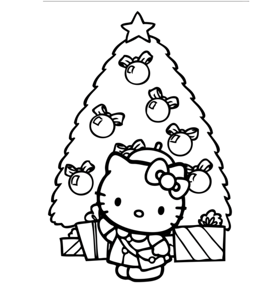 Hình tô màu Hello Kitty dễ thương cho bé tập tô (11)