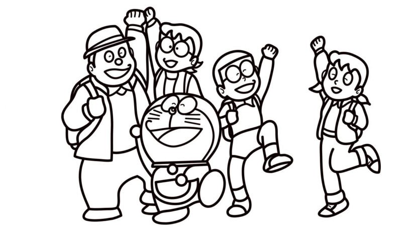 Hình tô màu Nobita đáng yêu cho bé tập tô (3)