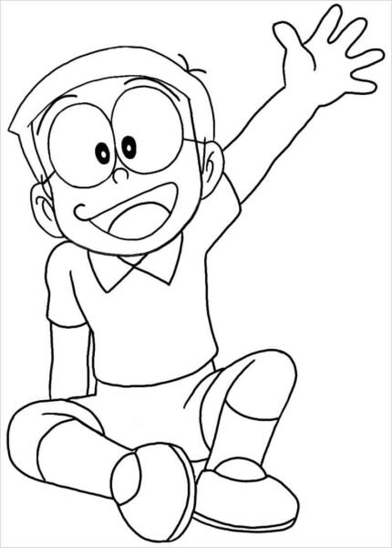 Hình tô màu Nobita đáng yêu cho bé tập tô (4)