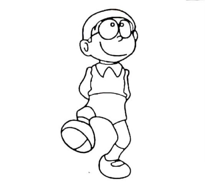 Hình tô màu Nobita đáng yêu cho bé tập tô (5)