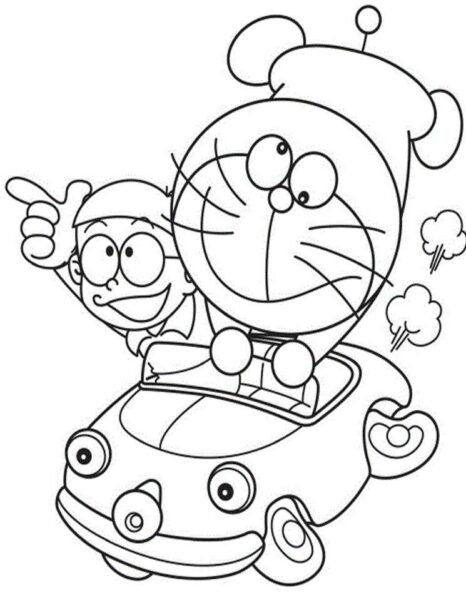 Hình tô màu Nobita đáng yêu cho bé tập tô (8)