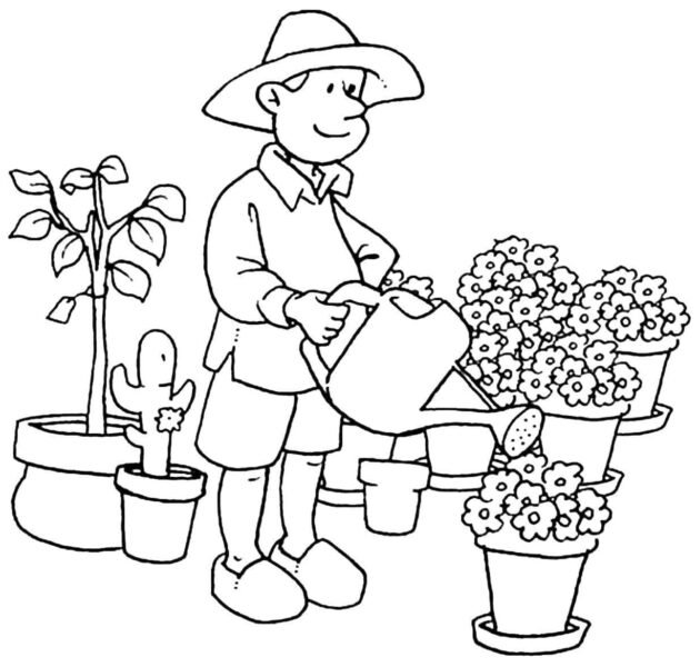 Hình vẽ chưa tô màu bác nông dân cho bé tập tô (9)