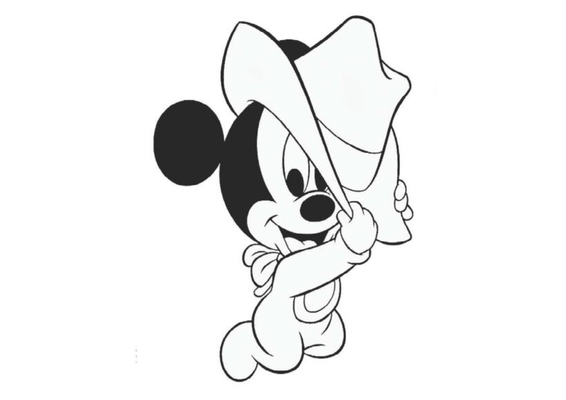 Hình vẽ chưa tô màu chuột Mickey dễ thương cho bé tập tô (37)