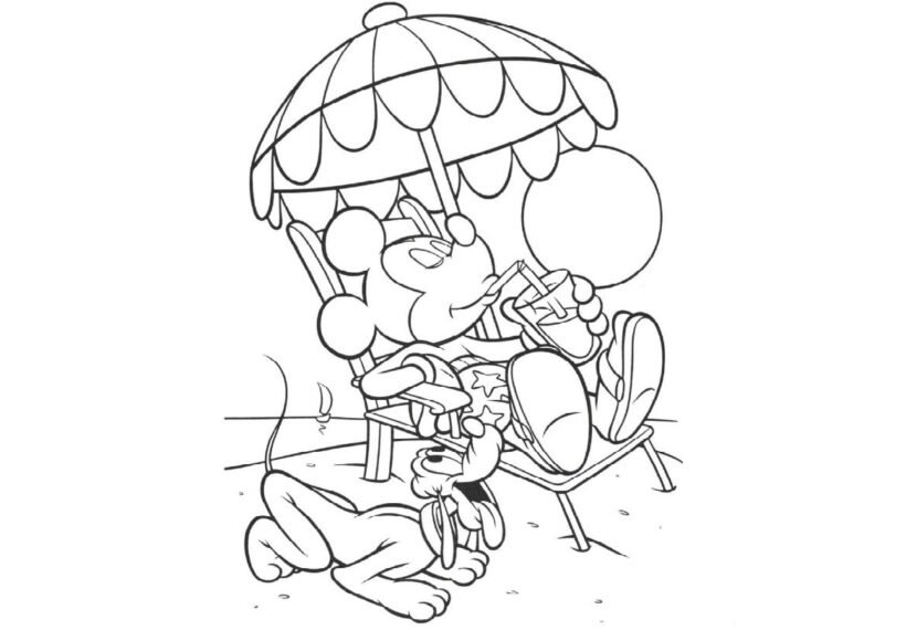 Hình vẽ chưa tô màu chuột Mickey dễ thương cho bé tập tô (40)