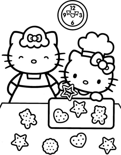 Hình vẽ chưa tô màu Hello Kitty cho bé tập tô (2)