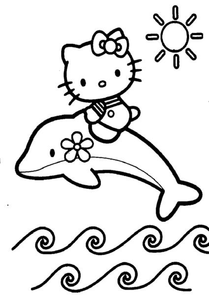 Hình vẽ chưa tô màu Hello Kitty cho bé tập tô (3)