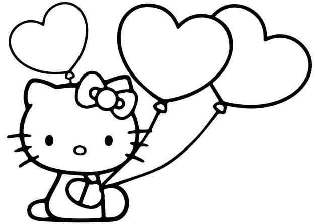 Hình vẽ chưa tô màu Hello Kitty cho bé tập tô (5)