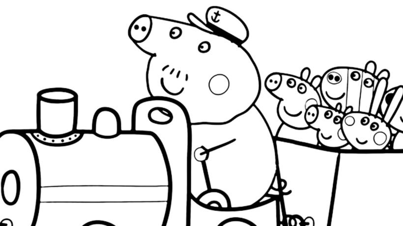 Hình vẽ chưa tô màu heo Peppa cho bé tập tô (1)