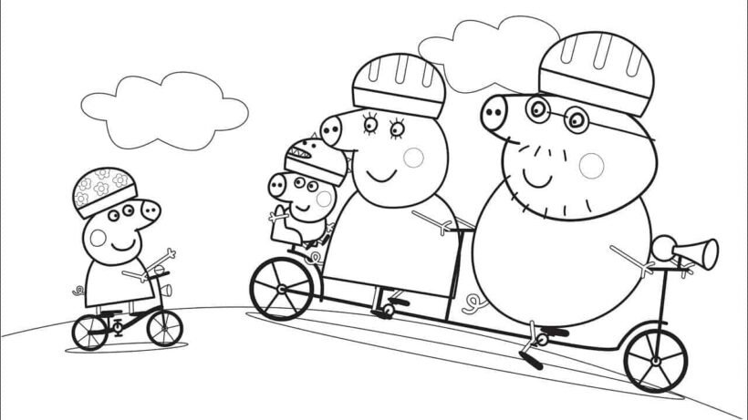Hình vẽ chưa tô màu heo Peppa cho bé tập tô (2)