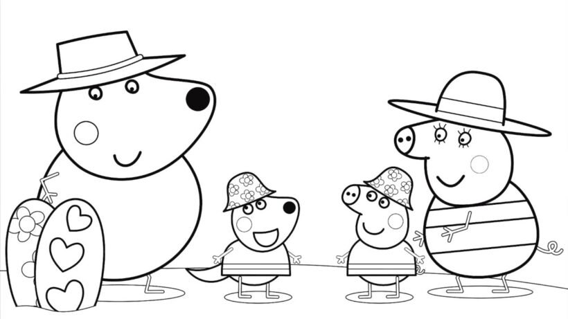 Hình vẽ chưa tô màu heo Peppa cho bé tập tô (3)