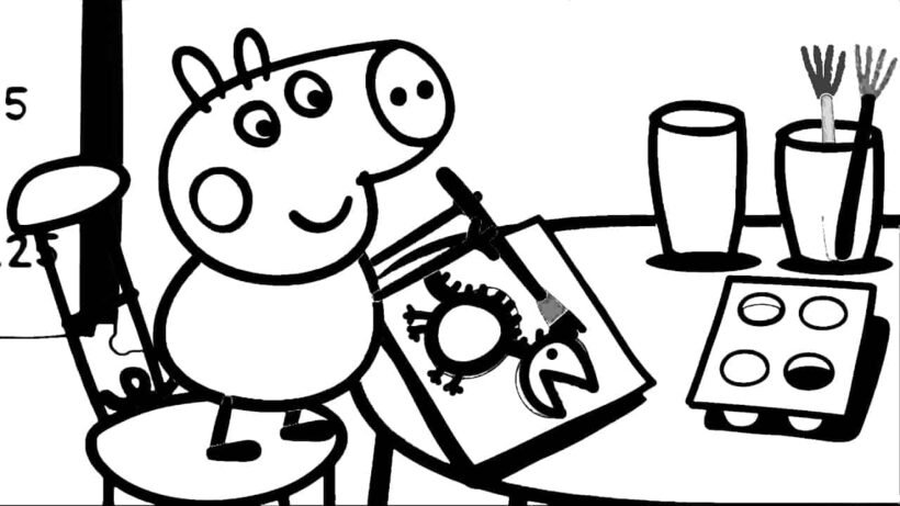 Hình vẽ chưa tô màu heo Peppa cho bé tập tô (4)