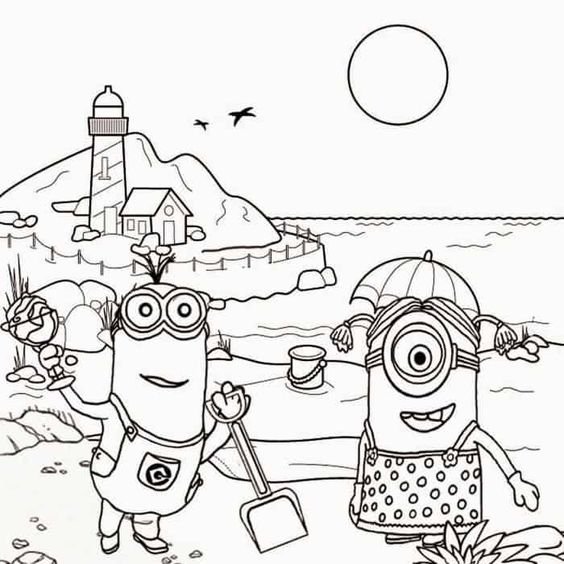 Hình vẽ chưa tô màu Minion cho bé tập tô (2)