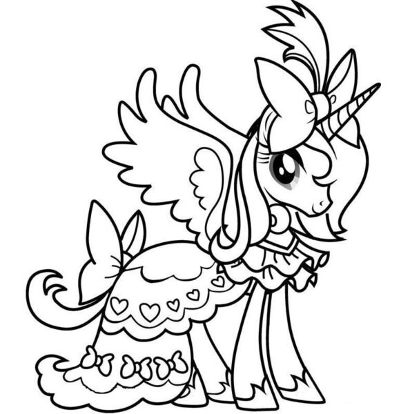 Hình vẽ chưa tô màu ngựa Pony cho bé tập tô (2)