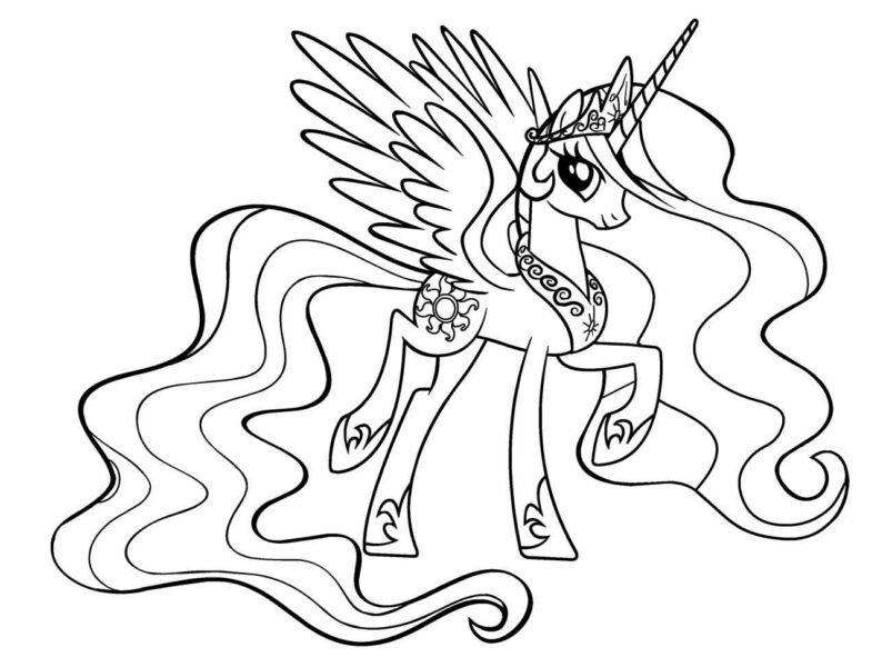 Hình vẽ chưa tô màu ngựa Pony cho bé tập tô (3)