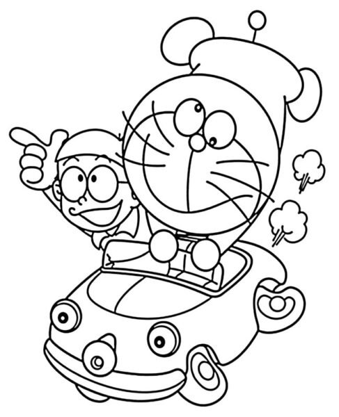 Hình vẽ chưa tô màu Nobita cho bé tập tô (2)