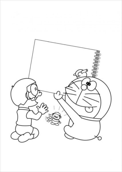 Hình vẽ chưa tô màu Nobita cho bé tập tô (3)