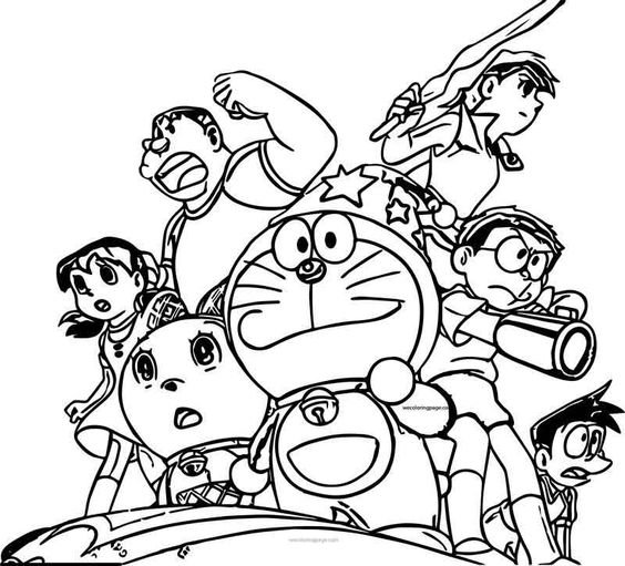 Hình vẽ chưa tô màu Nobita cho bé tập tô (4)