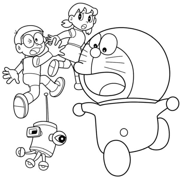 Hình vẽ chưa tô màu Nobita cho bé tập tô (6)