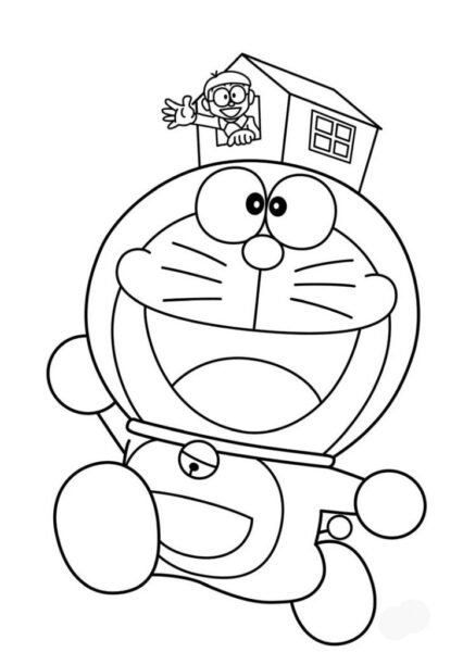 Hình vẽ chưa tô màu Nobita cho bé tập tô (7)