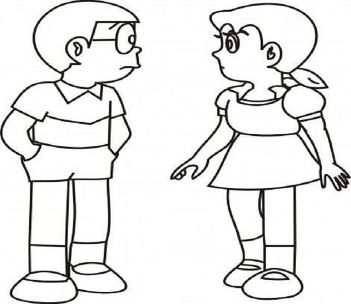Hình vẽ chưa tô màu Nobita cho bé tập tô (8)
