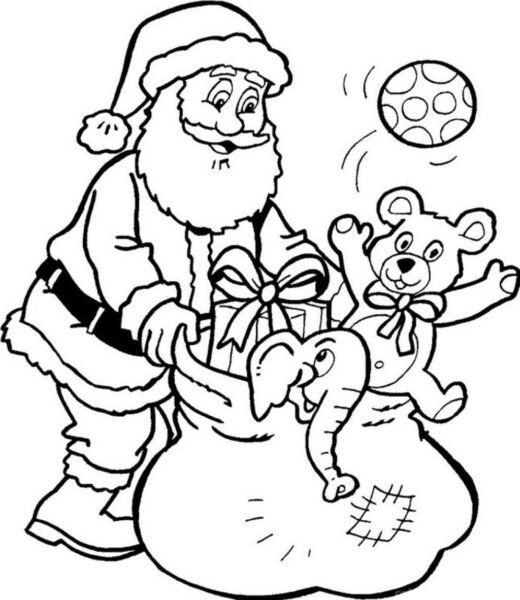 Hình vẽ chưa tô màu ông già Noel cho bé tập tô (4)