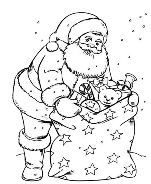 Hình vẽ chưa tô màu ông già Noel cho bé tập tô (5)