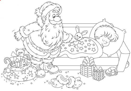 Hình vẽ chưa tô màu ông già Noel cho bé tập tô (7)