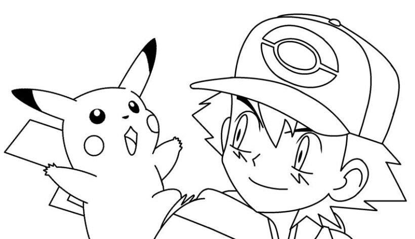 Hình vẽ chưa tô màu Pikachu cho bé tập tô (1)