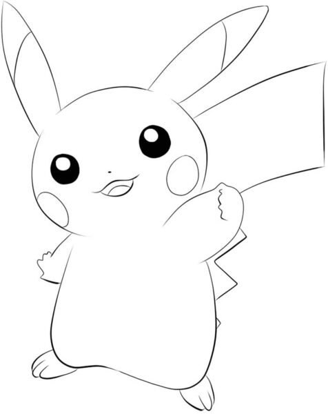 Hình vẽ chưa tô màu Pikachu cho bé tập tô (11)