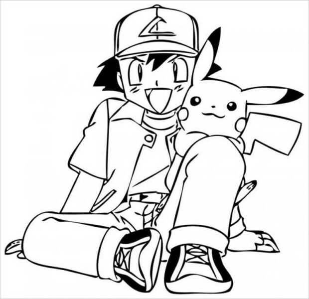 Hình vẽ chưa tô màu Pikachu cho bé tập tô (12)