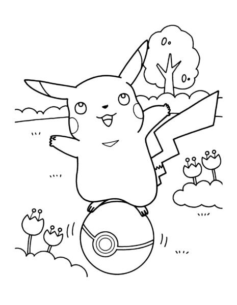 Hình vẽ chưa tô màu Pikachu cho bé tập tô (13)