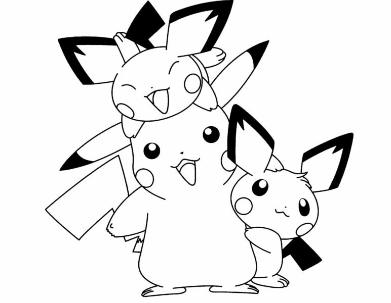 Hình vẽ chưa tô màu Pikachu cho bé tập tô (9)