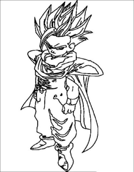 Hình vẽ chưa tô màu Songoku cho bé tập tô (3)