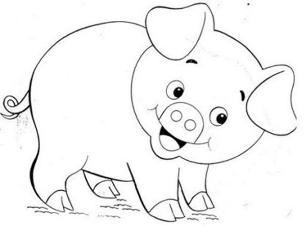 Hình vẽ đen trắng con heo cho bé tô màu (3)