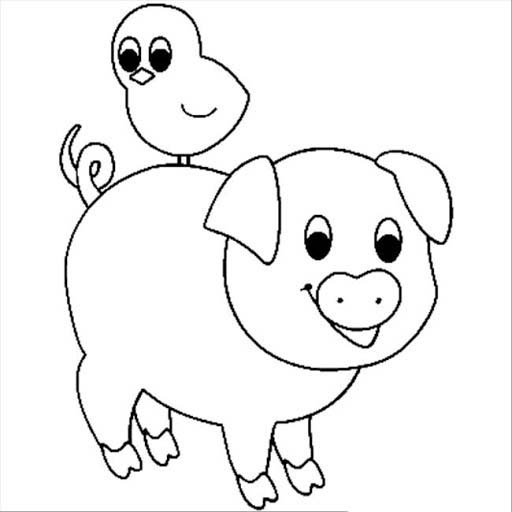 Hình vẽ đen trắng con heo cho bé tô màu (7)